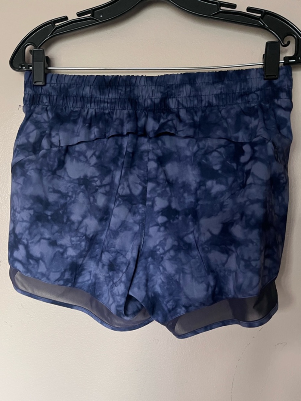 Athleta Blue Tie-Dye Athletic Shorts with Mesh Trim - Picture 2 of 4